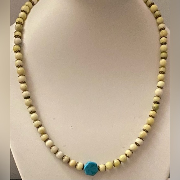 NEW Turquoise & Serpentine crystal necklace (TURQ) - Picture 3 of 5